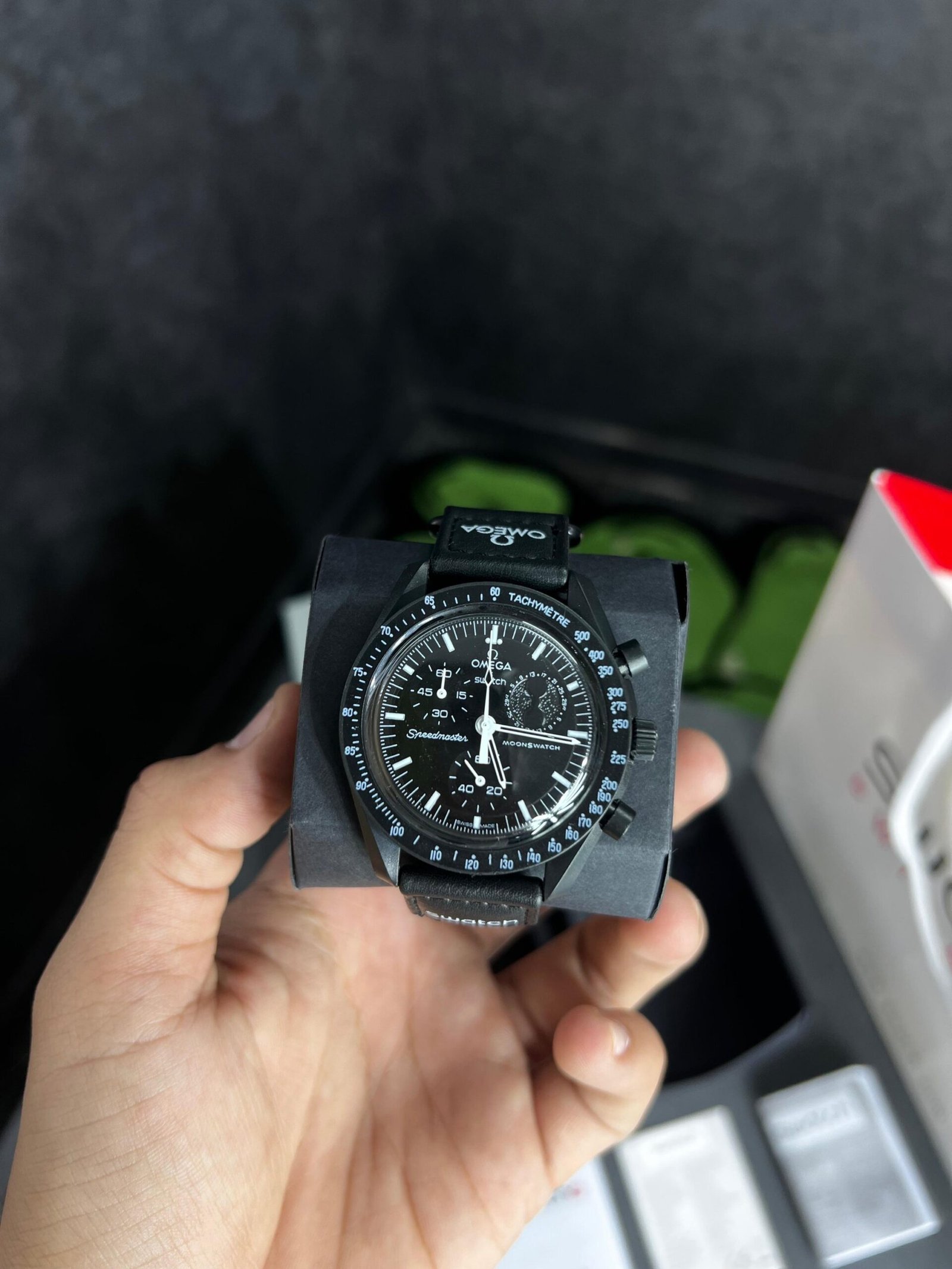 Swatch X Omega Bioceramic Moonswatch Mission To Moon Black With Kit - Image 2