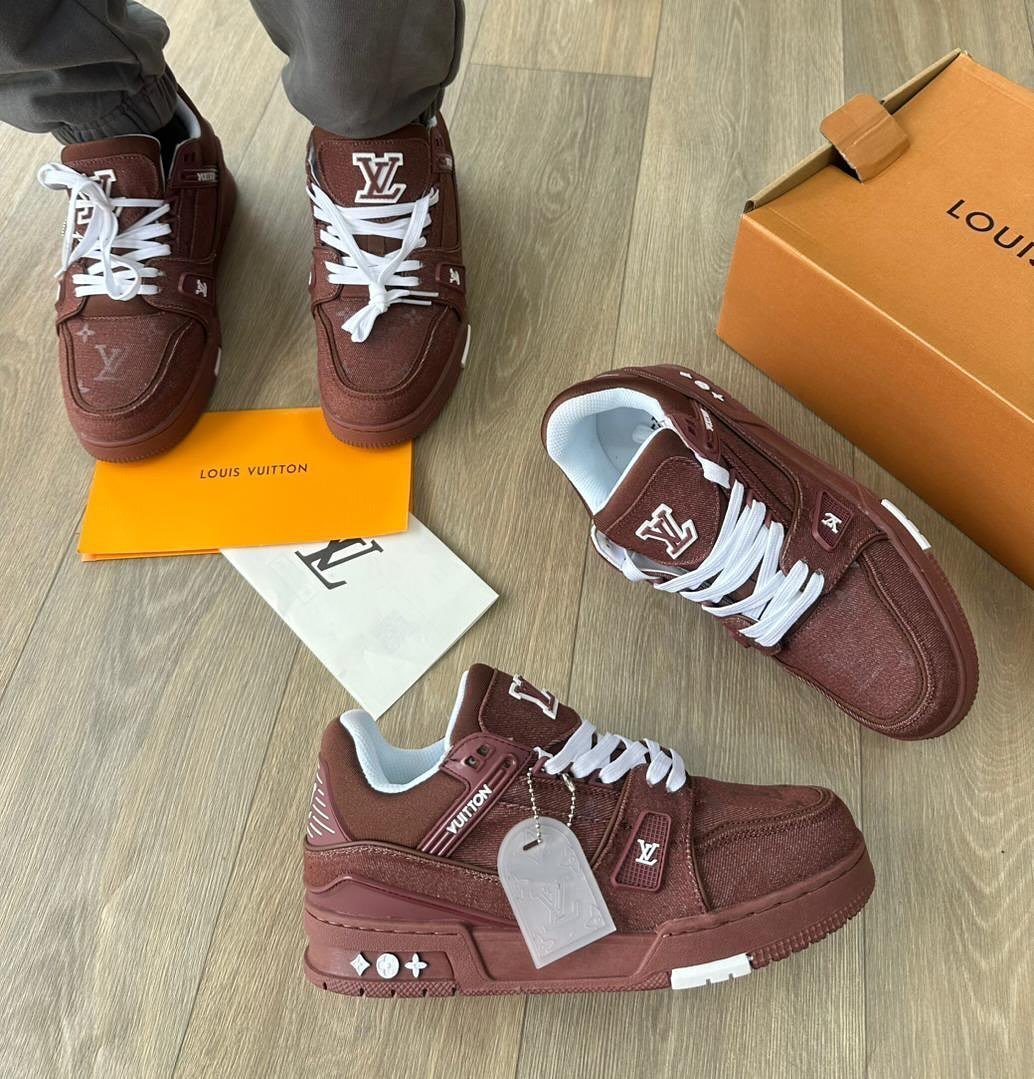 _*Louis Vuitton Trainer Brown Denim ( With All Accessories - Image 4