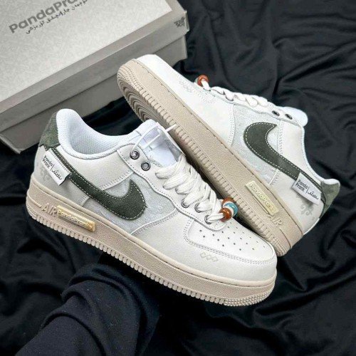 Nikee Airforce 1 Low Panda Prank Moss Green Swoosh 956