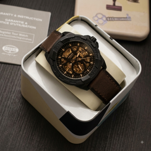 Fossil Nate Chronograph Brown Leather Strap Watch