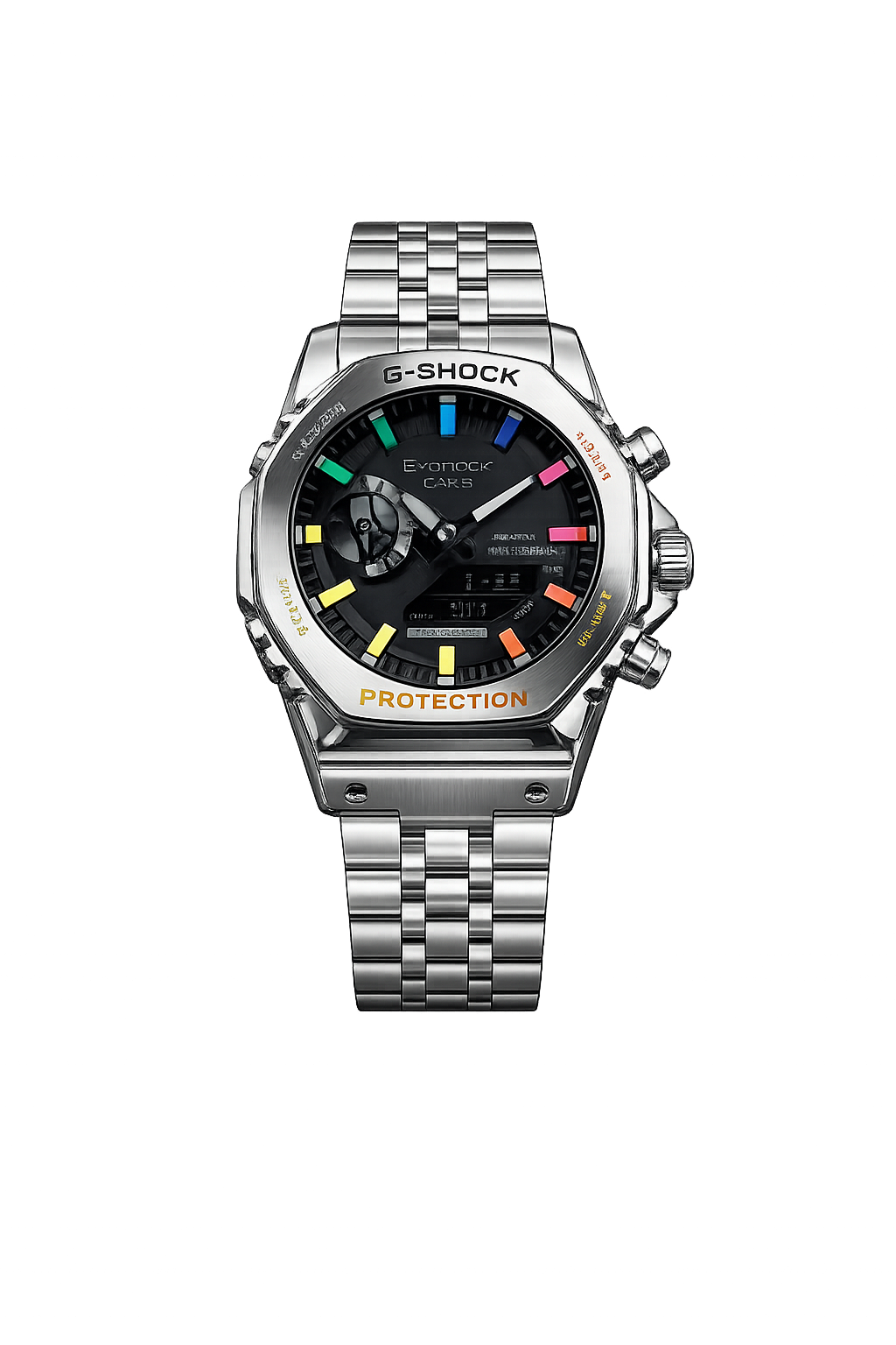 Casio G-Shock Black Dial Analog Digital Watch with Multicolor Hour Markers