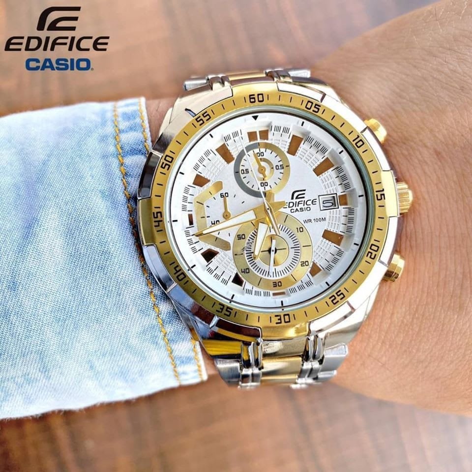 Edifice Silver Gold White Metal Watch - Image 4