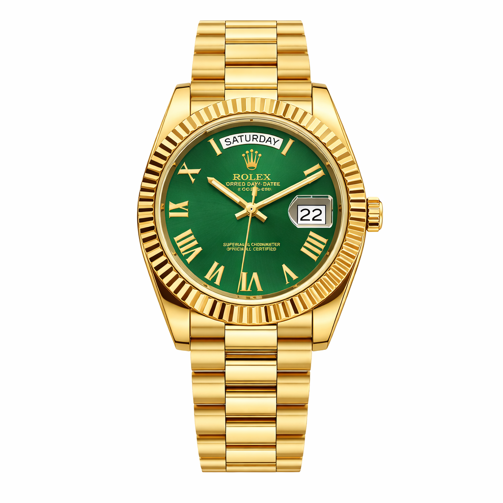 Rolex Day-Date Gold Green Roman Dial Watch