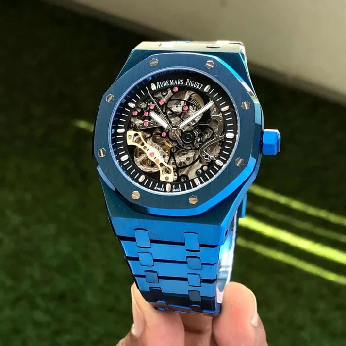 Audemars Piguet Royal Oak Double Balance Wheel Open worked Full Blue Skeleton Dial Automatic Mens Watch - Image 5