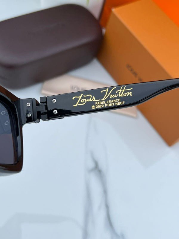 Branded LV Millionaire Sunglasses Full black (With Original Kit) - Image 4