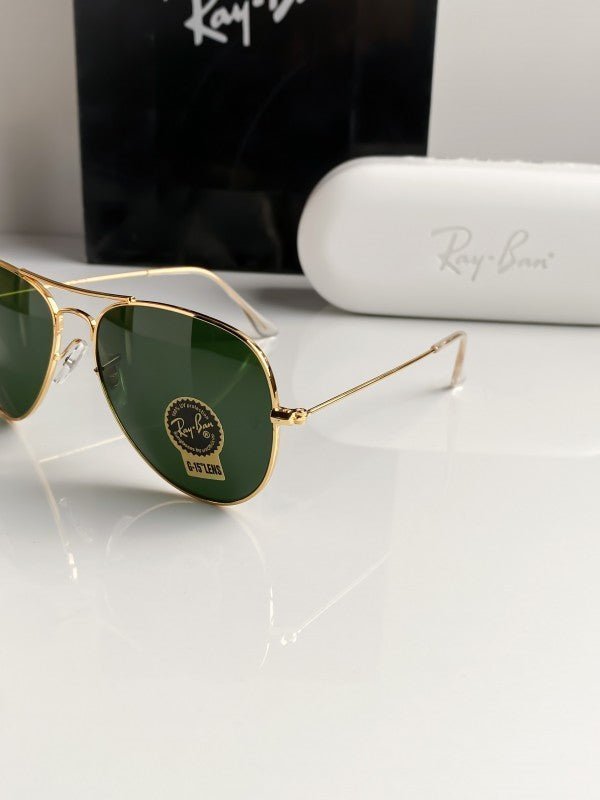 Branded Rb Gold Green Aviator Sunglasses (With Original Kit) - Image 8
