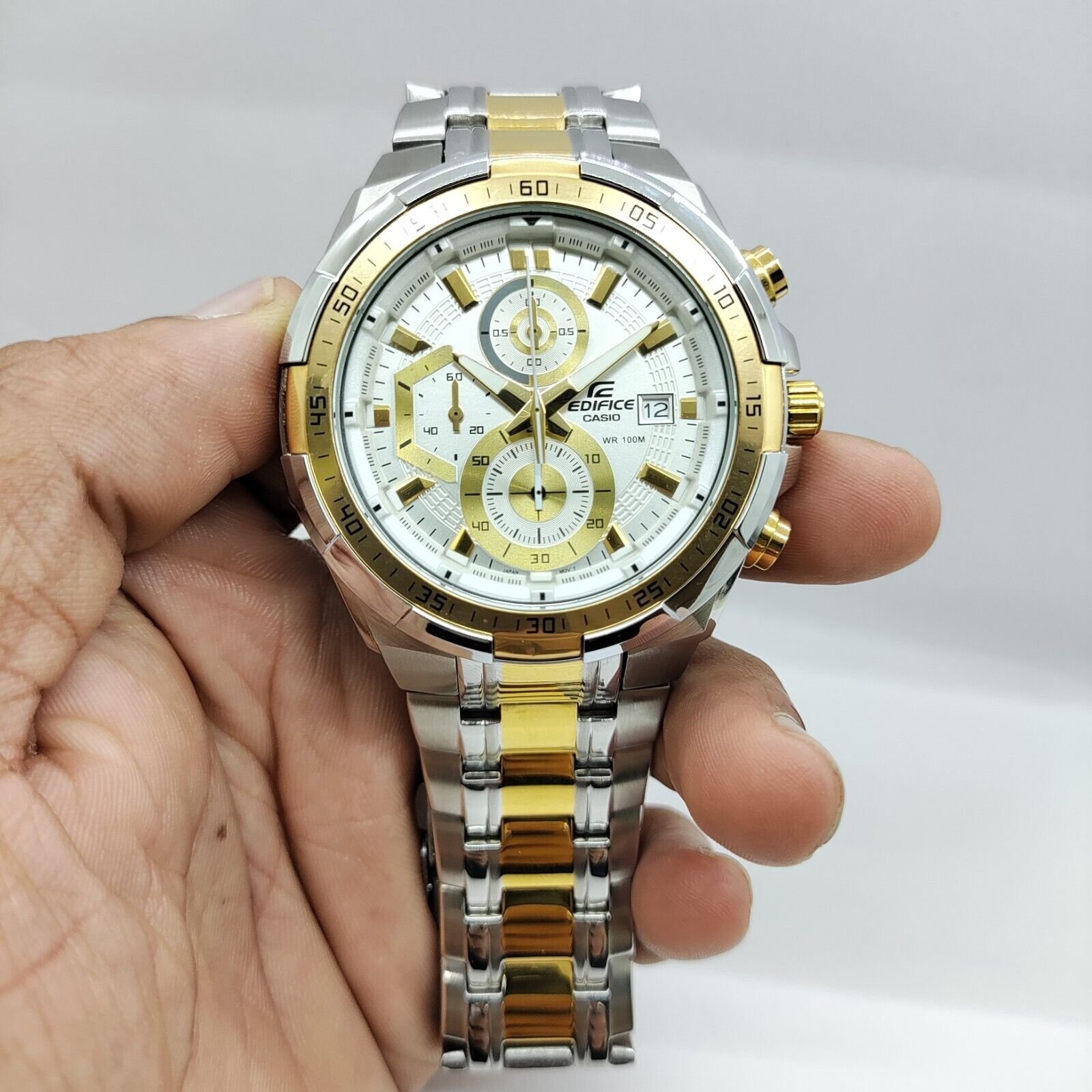 Edifice Silver Gold White Metal Watch - Image 2