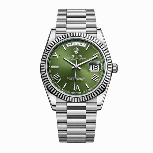 Rolex Oyster Perpetual Day-Date Olive Green Dial Watch