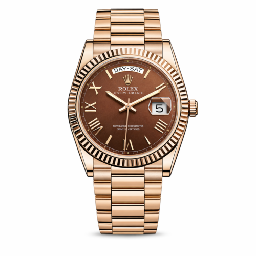 Rolex Oyster Perpetual Day-Date Chocolate Dial Rose Gold Watch