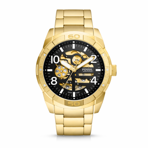 Fossil Machine Gold Stainless Steel Open-Heart
