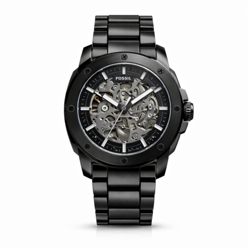 Fossil Automatic Skeleton Black Stainless Steel Watch