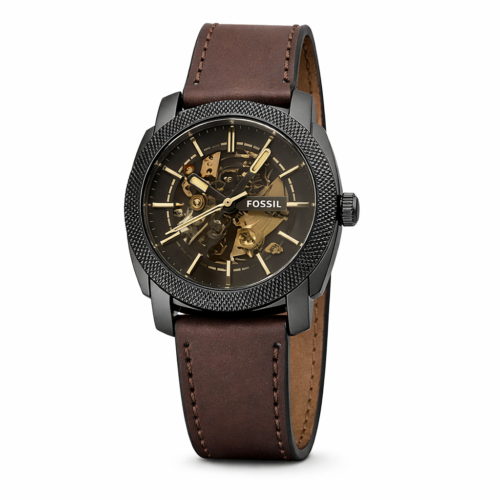 Fossil Automatic Skeleton Brown Dial Leather Strap