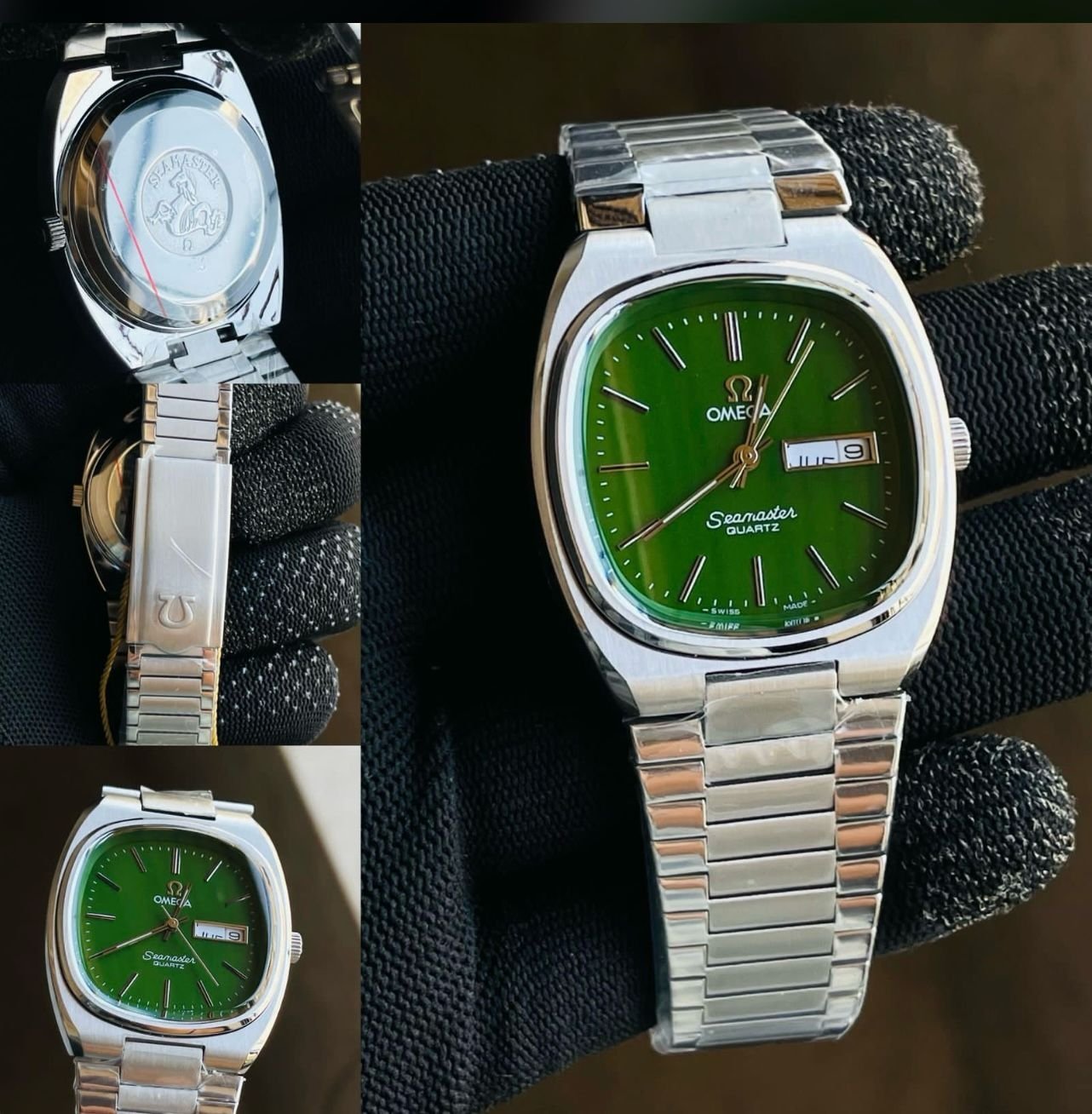 Omega Speedmaster Slim Silver Green Metal Watch - Image 2