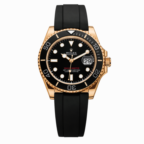 Rolex Yacht-Master Rose Gold Black Dial Oysterflex