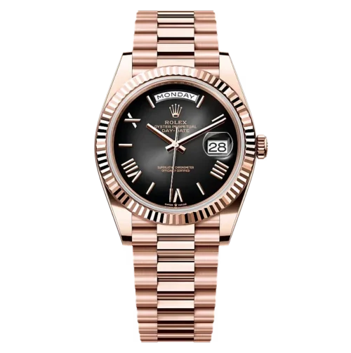 Rolex Rose Gold Black Dial Day-Date Luxury Watch