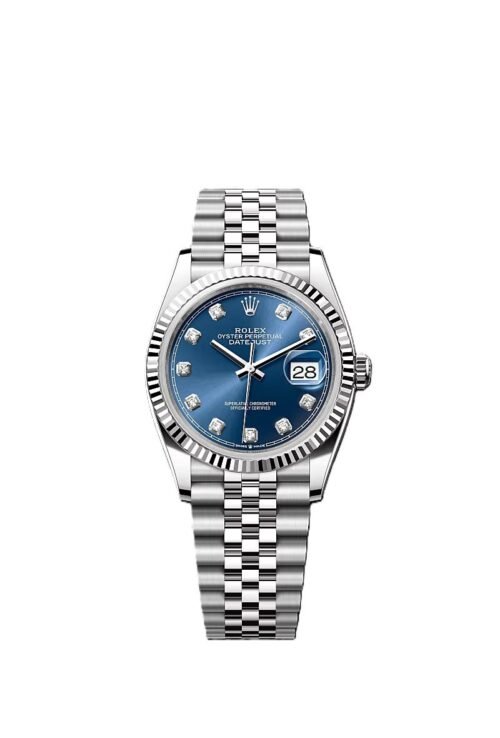 Rolex Date just 41 bright blue, diamond-set
