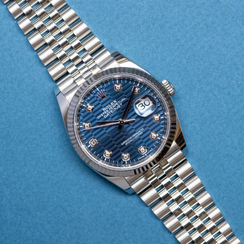 Rolex Date just 41 bright blue, diamond-set - Image 2