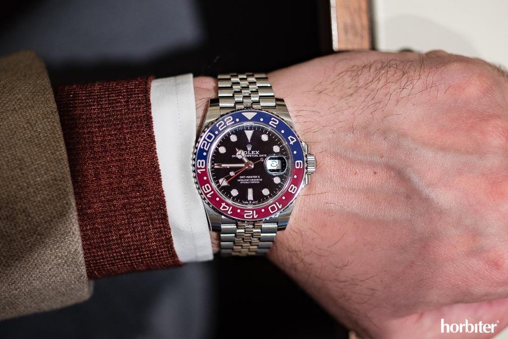 GMT-Master II red and blue Cerachrom bezel black dial and a Jubilee bracelet. - Image 2