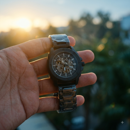 Fossil modern machine black metal